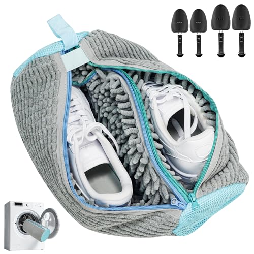 2 in 1 Schuhwaschbeutel Waschmaschine, Doppel Reißverschluss Doppeltaschen Schuhbeutel Waschmaschine, Wäschesack Schuhe mit Verstellbare Schuhspanner, Wiederverwendbar für Alle Schuharten 2 in 1 Schuhwaschbeutel Waschmaschine, Doppel Reißverschluss Doppeltaschen Schuhbeutel Waschmaschine, Wäschesack Schuhe mit Verstellbare Schuhspanner, Wiederverwendbar für Alle Schuharten von FOREDOO