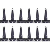 12 Stück 4" (100 mm) schwarze, lackierte T-Scharniere, robuste T-Scharniere, Türscharniere aus Holz, rostfreie Metall-Türscharniere mit Schrauben für von FOREHILL