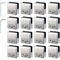 16 Stück 8-10 mm Glasklemmen, Glashalter aus Edelstahl, 8-10 mm quadratische Glasklemme mit 2 Inbusschlüsseln für Treppengeländer von FOREHILL