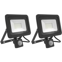 2er-Pack 30-W-LED-Fluter mit Bewegungsmelder, 2700 lm, 6000 K, IP66 wasserdicht, LED-Außenfluter von FOREHILL