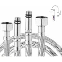 2er-Pack geflochtene flexible Schläuche aus Edelstahl für Küchen-/Spültischmischbatterie, Monoblock, 1/2-Anschluss, 600 mm lang 2er-Pack geflochtene flexible Schläuche aus Edelstahl für Küchen-/Spültischmischbatterie, Monoblock, 1/2-Anschluss, 600 mm lang von FOREHILL