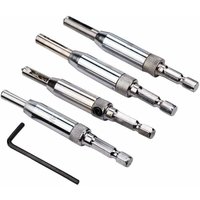 4-teiliges Set speziell geformter Sechskant-Bohrer mit Positionierungshilfen im OPP-Beutel und klappbaren Bohrern von FOREHILL