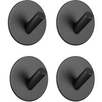 4er-Set selbstklebende Edelstahl-Wandhaken, kein Bohren erforderlich, Handtuch-/Geschirrtuchhaken für Küche und Bad – Schwarz von FOREHILL