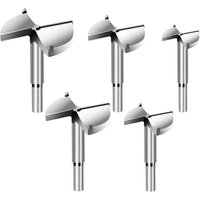 5 Forstnerbohrer, Durchmesser 35/40/45/50/60 mm, Hartmetall-Schaftfräser zum Bohren von Löchern in Holz, z. B. zum Einbau von Kugeltüren in Holz, von FOREHILL