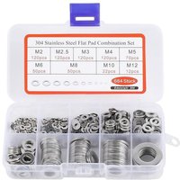 BASVII 684 Stück flache Metallscheiben aus Edelstahl, für Türscharniere, 9 Größen 304 Edelstahlscheiben - M2 M2,5 M3 M4 M5 M6 M8 M10 M12 BASVII 684 Stück flache Metallscheiben aus Edelstahl, für Türscharniere, 9 Größen 304 Edelstahlscheiben - M2 M2,5 M3 M4 M5 M6 M8 M10 M12 von FOREHILL