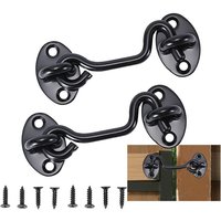 FOREHILL 2er-Pack schwarzer Edelstahl-Kabinenhaken, Garagen-, Schuppen-, Fenster- und Türverriegelung mit Schrauben – 7,5 cm FOREHILL 2er-Pack schwarzer Edelstahl-Kabinenhaken, Garagen-, Schuppen-, Fenster- und Türverriegelung mit Schrauben – 7,5 cm von FOREHILL
