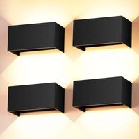 FOREHILL Wandleuchten-Set für den Innen- und Außenbereich, 4er-Set, 24 W LED-Wandleuchten, schwarz, 3000 K warmweißes Licht mit einstellbarem von FOREHILL