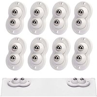 FOREHILL 8er-Set Kleinmöbelrollen, Doppelkugellagerrolle, 360°-Drehung, Universalrollen für Mülleimer, Kisten und Kleinmöbel, Weiß von FOREHILL