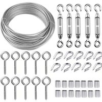 FOREHILL Edelstahl-Hängeseil-Set, 30 m/2 mm beschichtetes Edelstahlseil mit M5-Spannschlössern, 2 mm Drahtseil-Set für Kletterpflanzen, Wäscheleinen, von FOREHILL