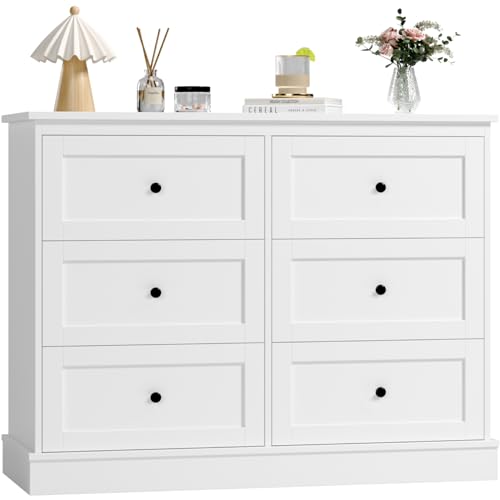 FOREHILL Kommode weiß mit 6 schubladen Kommode für Schlafzimmer, Wohnzimmer, Arbeitszimmer Flur, Sideboard Komodenschrank aus Holz Eckkommode Schubladenschrank weiß 108 x 87 x 40 cm FOREHILL Kommode weiß mit 6 schubladen Kommode für Schlafzimmer, Wohnzimmer, Arbeitszimmer Flur, Sideboard Komodenschrank aus Holz Eckkommode Schubladenschrank weiß 108 x 87 x 40 cm von FOREHILL