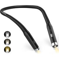 FOREHILL Nackenleselampe, wiederaufladbare Nachttischlampe, 3 Farben & 3 Helligkeitsstufen, 360° faltbar, USB-LED-Leselampe für Reisen, Stricken und von FOREHILL