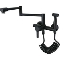 FOREHILL Wandarmatur für die Küche mit Ausziehbrause, Material: Edelstahl 304, Doppelauslauf, Küchenspülen-Mischbatterie mit Ausziehbrause von FOREHILL