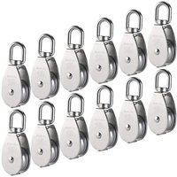 M15 Edelstahl 304 Einzelrollenblock, 15 mm Einzelrollenblock, Krandrehhaken, glattes Drahtseil, Tragfähigkeit 77 lbs/35 kg (12er-Pack) von FOREHILL
