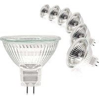 MR16-Halogenlampen für Deckenleuchten, 12 V, 20 W, dimmbar, GU5.3, warmweiß, 2700 K, 2-polig, Glasabdeckung, 6er-Pack MR16-Halogenlampen für Deckenleuchten, 12 V, 20 W, dimmbar, GU5.3, warmweiß, 2700 K, 2-polig, Glasabdeckung, 6er-Pack von FOREHILL