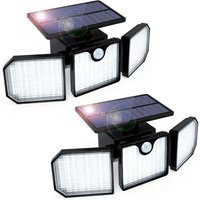 Solarbetriebene Außenwandleuchte mit Bewegungsmelder, 3-flammige Solar-Außenwandleuchte, wasserdichte Außenwandleuchte, 2er-Pack Solar-Wandleuchte von FOREHILL