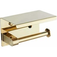 Toilettenpapierhalter aus Edelstahl 304 Gold, Toilettenpapierhalter mit Ablage, Wandmontierter Toilettenpapierhalter für das Badezimmer (Gold) von FOREHILL
