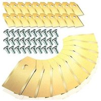 Verlängertes Rasenmähermesser mit einem Loch, 43 x 18 x 0,75 mm, goldfarben, 30 Stück + 30 Schrauben Verlängertes Rasenmähermesser mit einem Loch, 43 x 18 x 0,75 mm, goldfarben, 30 Stück + 30 Schrauben von FOREHILL