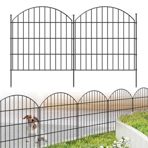 FOREHOGAR Gartenzaun aus Metall, 71.1 cm (H)x3.6 m (L), 5 Paneele + 6 Pfähle, rostfreie Zaunbordüre, Tierbarriere für Hund, kein Graben, Garteneinfassung, für Hof, Outdoor, CTW2828 schwarz von FOREHOGAR