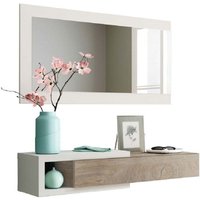 Fores Habitat S.l.u. - kit mobile ingresso 1CASSETTO + 1 specchio 'noon' bianco e legno von FORES HABITAT S.L.U.