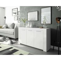 Anrichte Bellevue, Modernes Sideboard mit 3 Türen, Buffet im Wohnzimmer, Fernsehschrank, Sideboard für Wohnzimmer, cm 144x42h80, Weiß von ALTRI