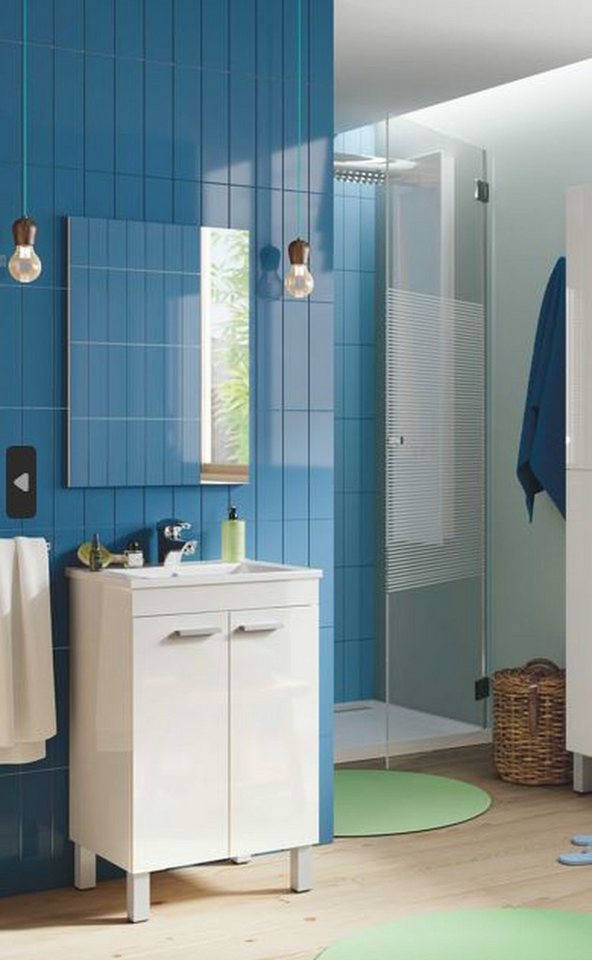 FORES HABITAT Badezimmer-Set in weiß glänzend - 50x80x40 (BxHxT) von FORES HABITAT