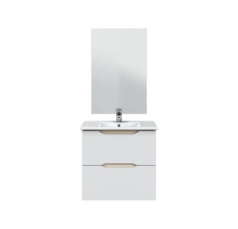 FORES HABITAT Badezimmer-Set in Weiß glänzend / Eiche - 60x57x45 (BxHxT), (WC oder Toiletten-Umbauschrank sind nicht mit inbegriffen) von FORES HABITAT