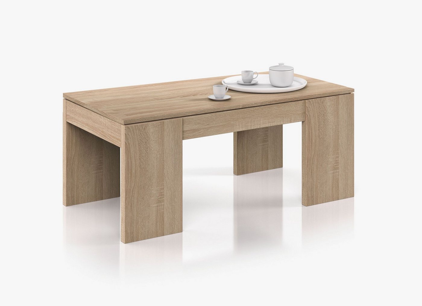 FORES HABITAT Couchtisch Klappmechanismus, Stauraum, Canadian Eiche Dekor - 100x43x50 (BxHxT) von FORES HABITAT