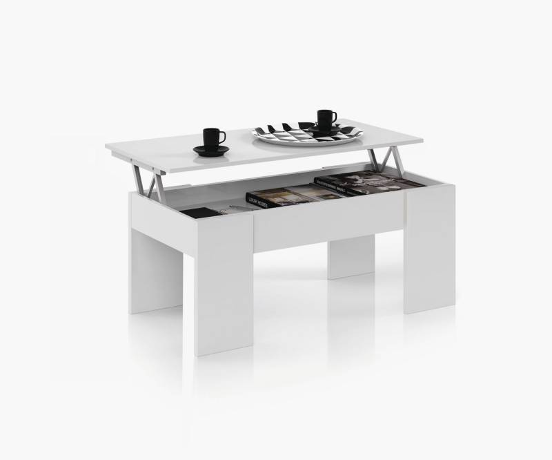FORES HABITAT Couchtisch aufklappbar, Stauraum, Artik Weiß - 100x45x50 (BxHxT) von FORES HABITAT