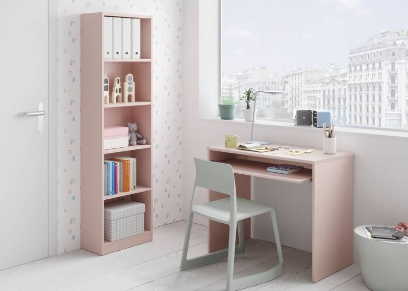 FORES HABITAT Jugendzimmer-Set in Rosa - 52x180x25 (BxHxT), (Bücherregal + Computertisch) von FORES HABITAT