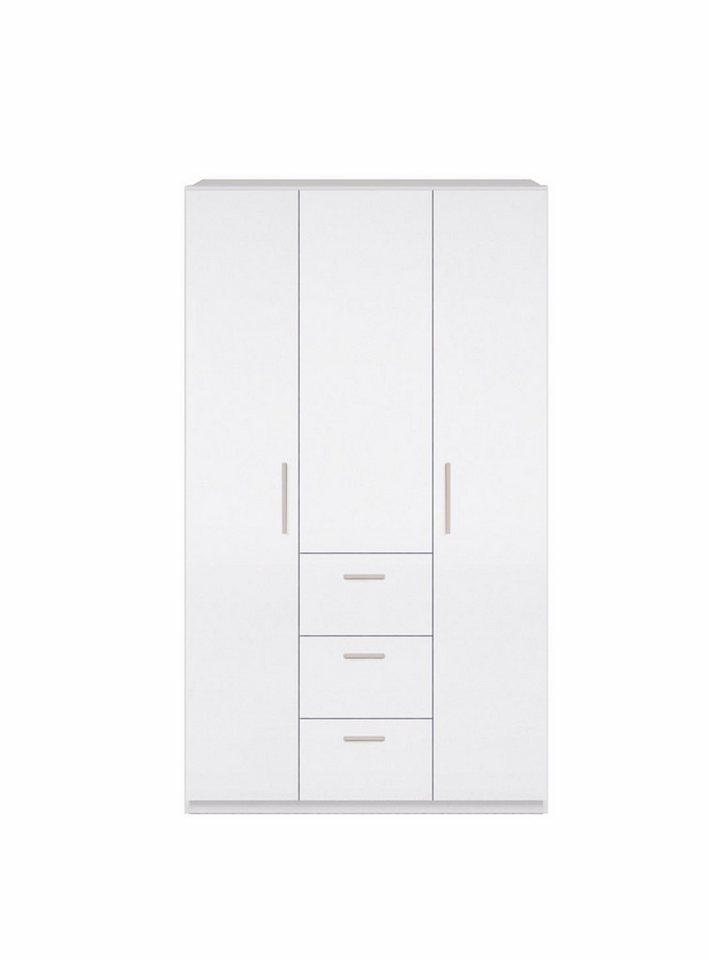 FORES HABITAT Kleiderschrank 3 Türen, Kleiderstange, Böden, Weiß glänzend - 117x203x52 (BxHxT) von FORES HABITAT