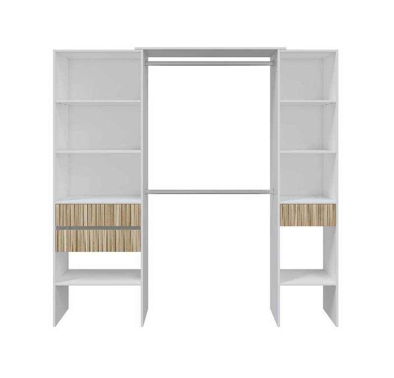 FORES HABITAT Kleiderschrank 8 Fächer, 2 Stangen, Natur / Artik Weiß - 190x187x40 (BxHxT) von FORES HABITAT