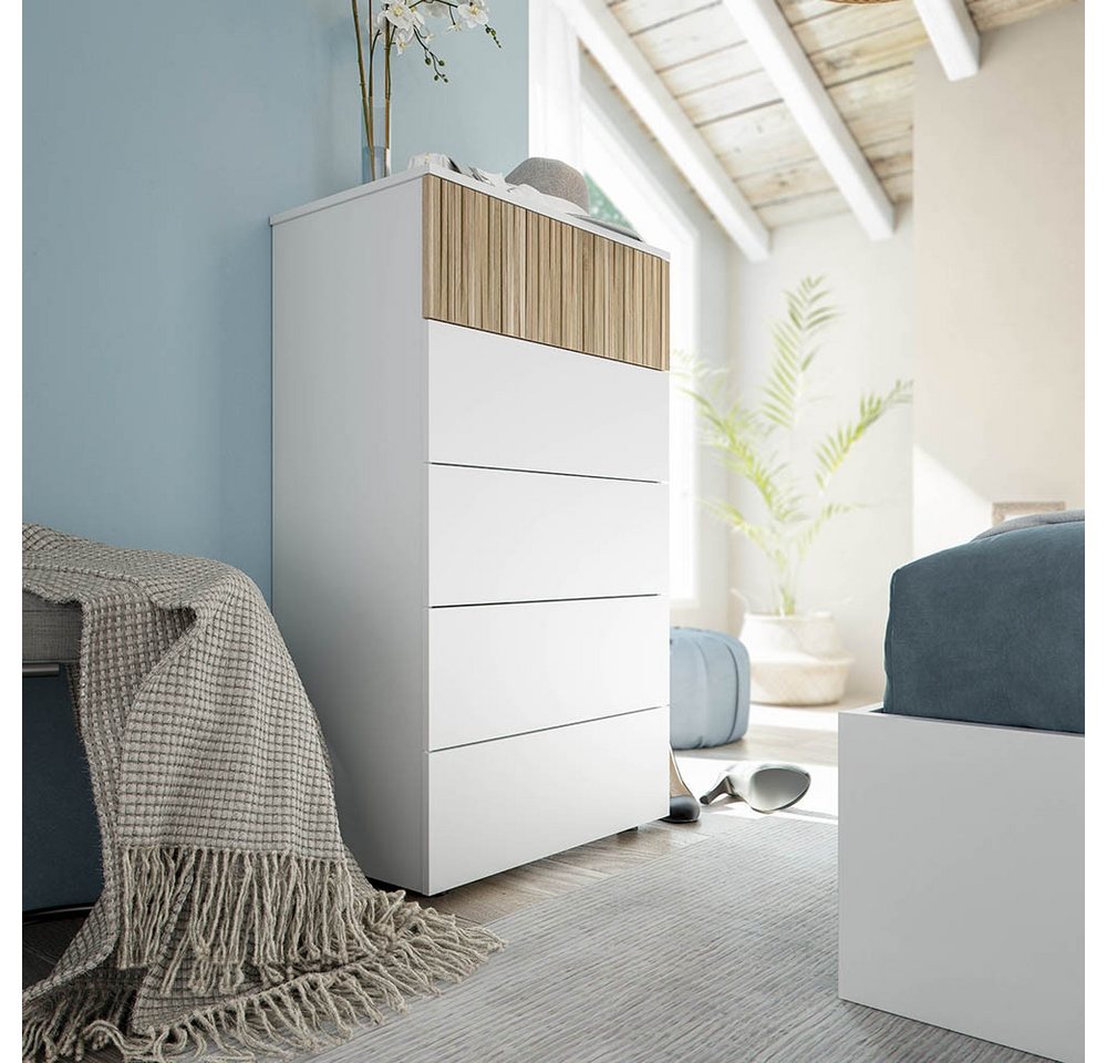 FORES HABITAT Kommode in Artik-Weiß/Natur - 61x109x40 (BxHxT) von FORES HABITAT