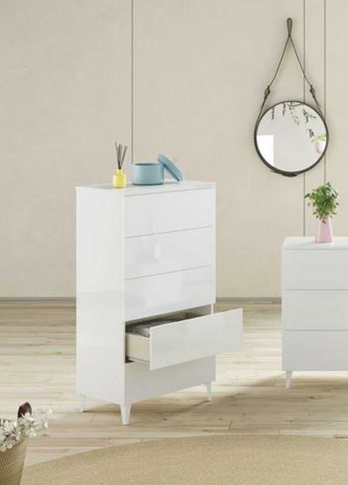 FORES HABITAT Kommode in weiß glänzend - 61x117x40 (BxHxT) von FORES HABITAT