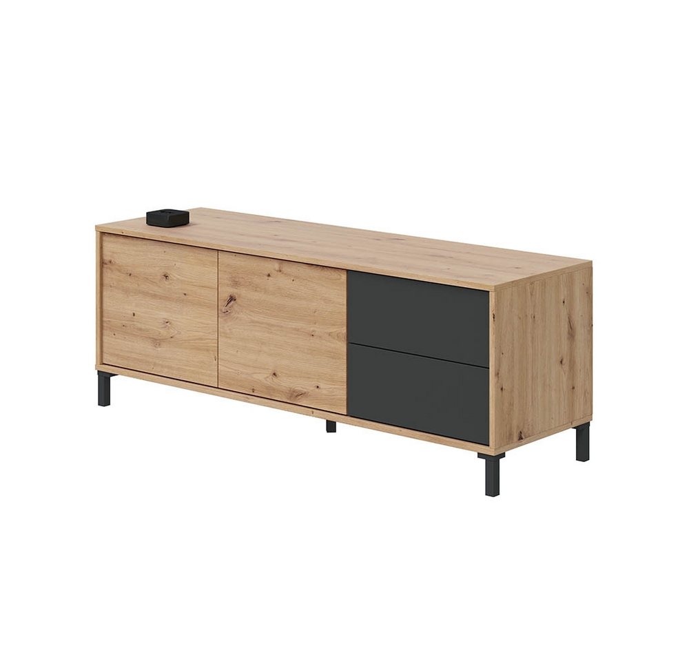 FORES HABITAT Lowboard in Nodi-Eiche/Anthrazit-Grau - 130x47x41 (BxHxT) von FORES HABITAT