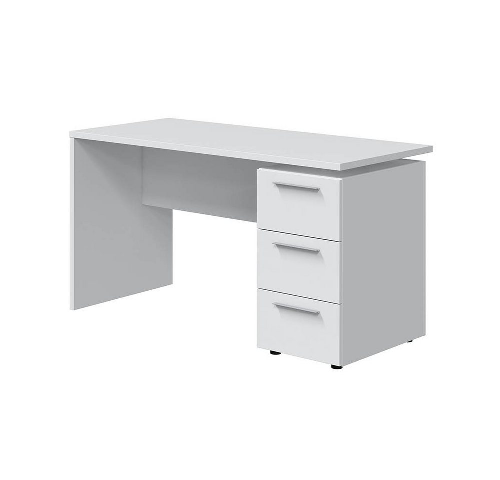 FORES HABITAT Schreibtisch 3 Schubladen, in Artik Weiß - 138x74x60 (BxHxT) von FORES HABITAT