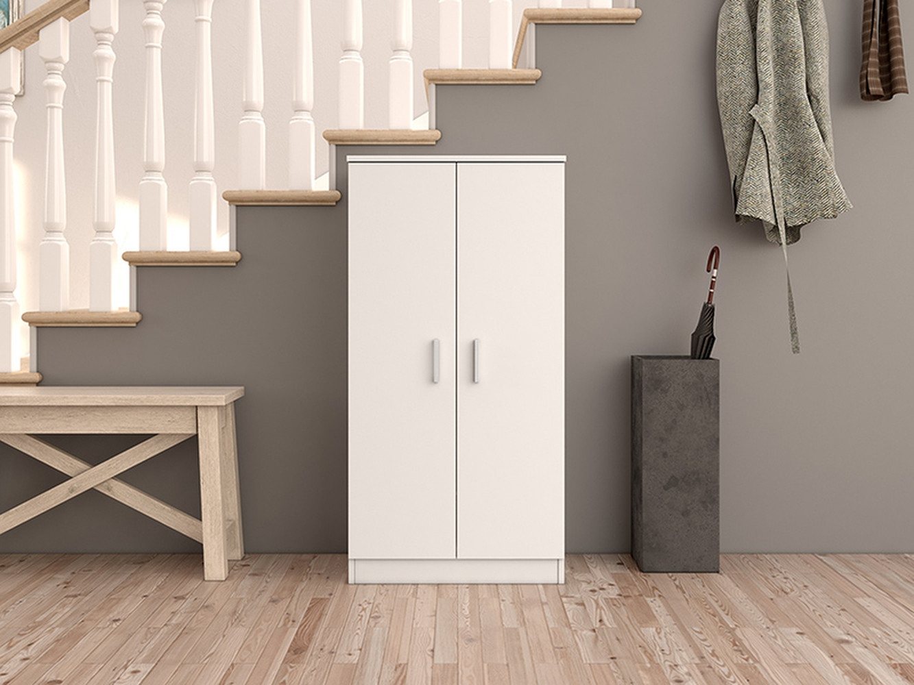FORES HABITAT Schuhschrank in Weiß - 55x108x36 (BxHxT) von FORES HABITAT