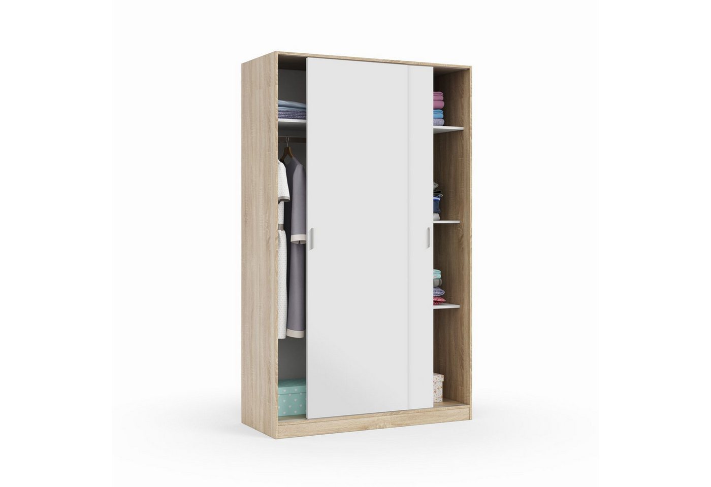 FORES HABITAT Schwebetürenschrank in Canadian Eiche Dekor /Artik Weiß - 120x200x50 (BxHxT) von FORES HABITAT