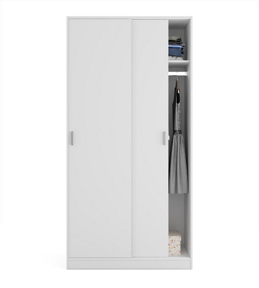 FORES HABITAT Schwebetürenschrank in Weiß - 100x200x50 (BxHxT) von FORES HABITAT