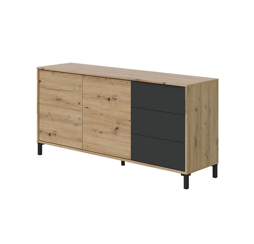 FORES HABITAT Sideboard in Nodi-Eiche/Anthrazit-Grau - 154x74x41 (BxHxT) von FORES HABITAT