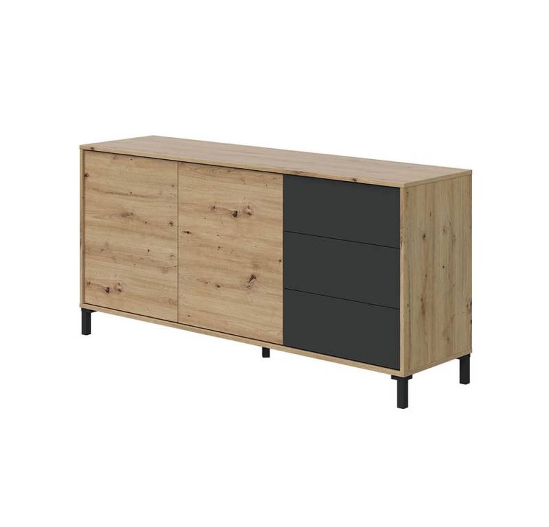 FORES HABITAT Sideboard in Nodi-Eiche/Anthrazit-Grau - 154x74x41 (BxHxT) von FORES HABITAT