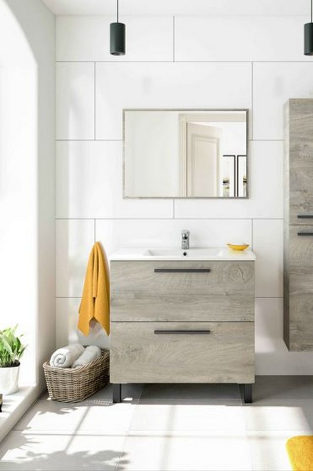 FORES HABITAT Waschbeckenunterschrank in Alaska-Eiche - 80x80x45 (BxHxT) von FORES HABITAT