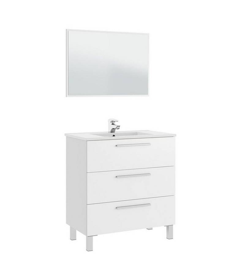 FORES HABITAT Waschbeckenunterschrank in weiß glänzend - 80x86x45 (BxHxT) von FORES HABITAT