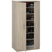 Multifunktions-Kleiderschrank mit 2 Türen mit 6 Regalen, Mehrzweck-Schuhregal, Aufbewahrungsschrank mit Regalen, cm 55x36h108, Farbe Eiche von ALTRI