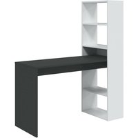 Schreibtisch Denton, Wendeschreibtisch mit Bücherregal mit 5 Böden, Studier- oder Bürotisch für PC-Buchhalter, cm 120x53h144, Weiß und Anthrazit von ALTRI