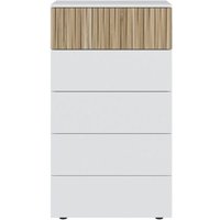 Hochkommode 61x40x109 cm mit 5 Schubladen weiß Artik und natur – Edera von FORES