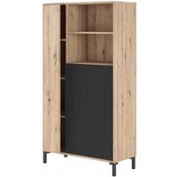 Wohnzimmervitrine 77x141x33 cm mit 2 Türen Eiche Knoten und Anthrazitgrau – Florenz von FORES