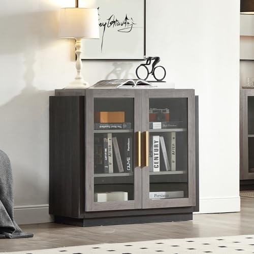 FOREST GRAVITY Aufbewahrungsschrank Kommode Sideboard Küchenschrank Balkonschrank Beistellschrank Aktenschrank Flurschrank Verstellbarer Einlegeboden Badschrank Gartenschrank Storage Cabinet Grau von FOREST GRAVITY
