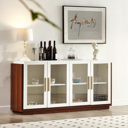 FOREST GRAVITY Aufbewahrungsschrank Kommode Sideboard Küchenschrank Balkonschrank Beistellschrank Aktenschrank Flurschrank Verstellbarer Einlegeboden Badschrank Gartenschrank Storage Cabinet Groß Weiß von FOREST GRAVITY