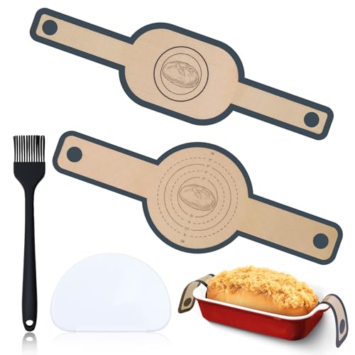 2 Stück Silikon Brotschlinge Oval und Rund,Wiederverwendbare Silikon Backmatte Brot,Hitzebeständig, Antihaftbeschichtung,Brotmatte für Backofen mit Langem Griff,Backen Brotpad,Leicht zu Reinigende 2 Stück Silikon Brotschlinge Oval und Rund,Wiederverwendbare Silikon Backmatte Brot,Hitzebeständig, Antihaftbeschichtung,Brotmatte für Backofen mit Langem Griff,Backen Brotpad,Leicht zu Reinigende von FORETOGO