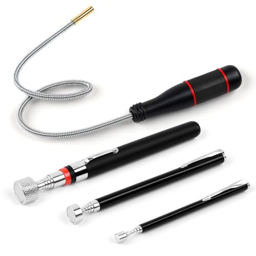 4 Stück Magnetstab Teleskop,Flexible Magnetheber mit Teleskopstange und Rutschfestem Griff,Magnetheber Set zum Aufnehmen von Schrauben und Muttern,Autoteilen (1.5LB 3LB 5LB 10LB) von FORETOGO